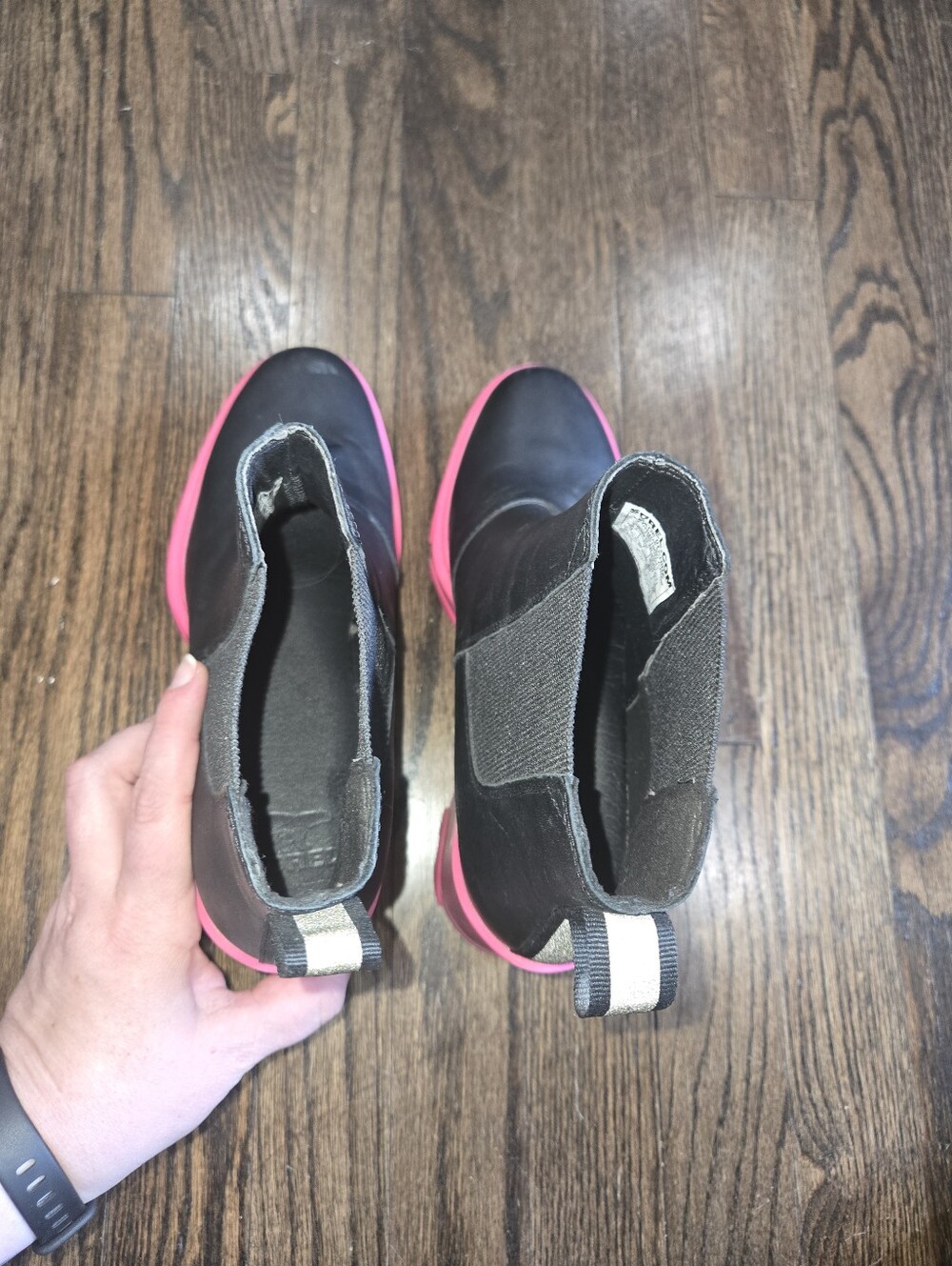 Sorel Brex Heel Platform Chelsea Bootie Black And Pink Size 9 - Picture 9 of 10